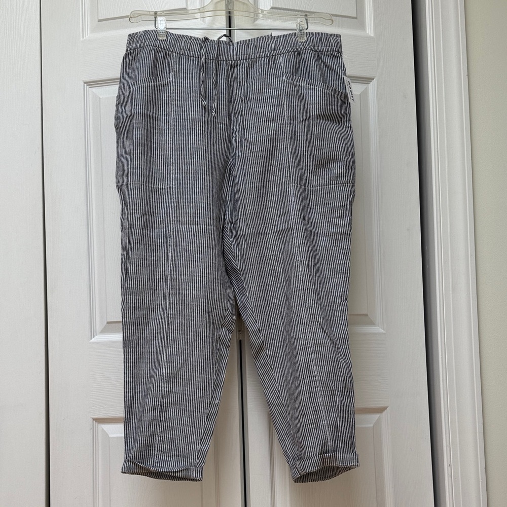 NWT Striped Gray/Blue Linen Pants